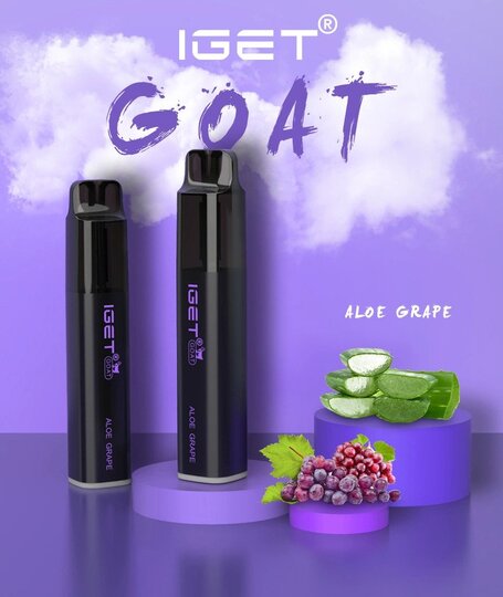 IGET Goat Aloe Grape, 5,000 puff disposable vape, 50mg nicotine, Australia