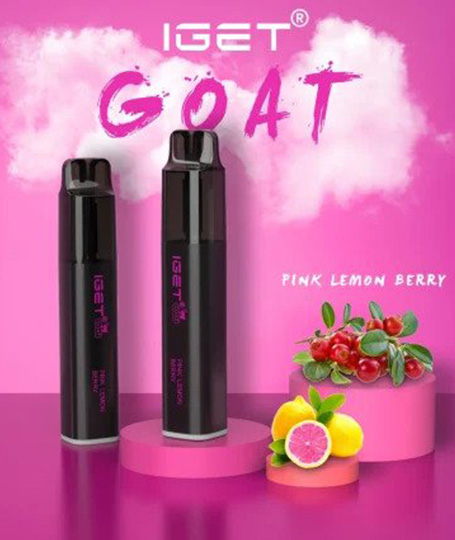 IGET Goat Pink Lemon Berry, 5,000 puff disposable vape, 50mg nicotine, Australia