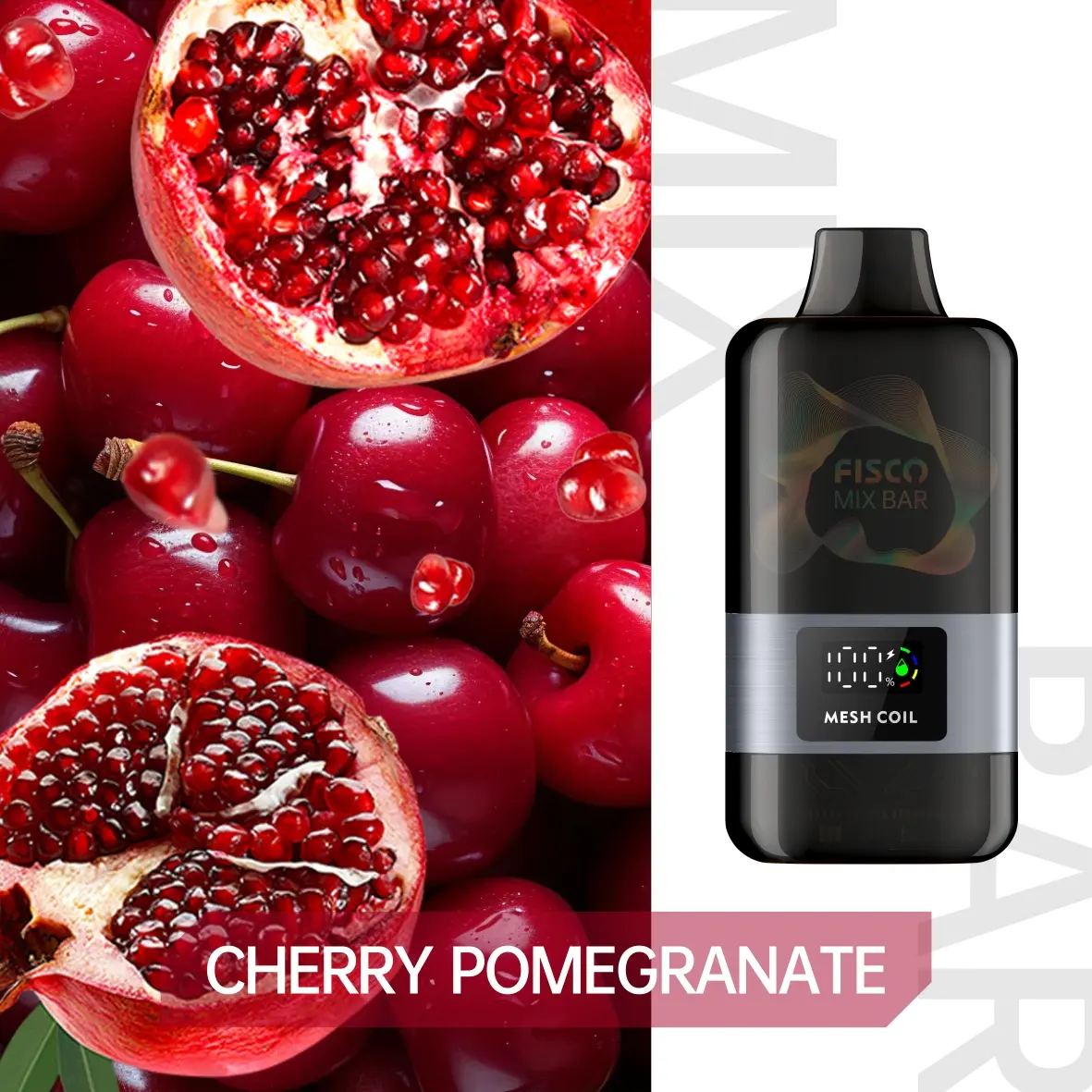 FISCO Mix Bar Cherry Pomegranate, 12,000 puff disposable vape, 50mg nicotine, Australia
