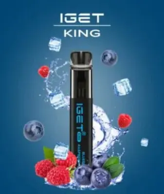 IGET King Blueberry Raspberry Ice, 2,600 puff disposable vape, 50mg nicotine, Australia