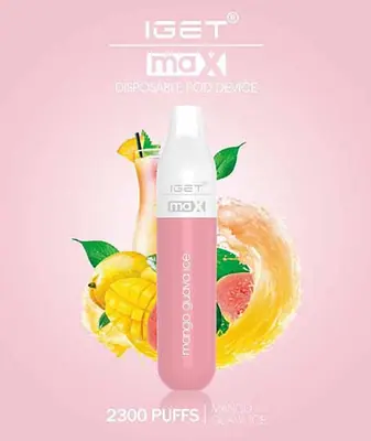 IGET Max Mango Guava Ice, 2,300 puff disposable vape, 50mg nicotine, Australia