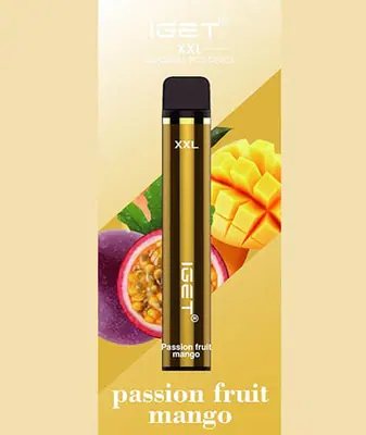 IGET XXL Passion Fruit Mango, 1,800 puff disposable vape, 50mg nicotine, Australia