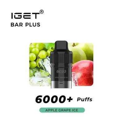 Bar Plus Pod Apple Grape Ice, 6,000 puff disposable vape, 50mg nicotine, Australia