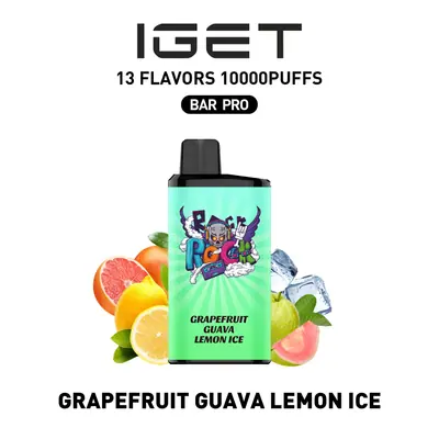 IGET Bar Pro Grapefruit Guava Lemon Ice, 10,000 puff disposable vape, 50mg nicotine, Australia