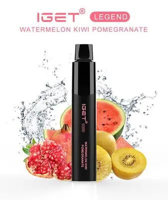 IGET Legend Watermelon Kiwi Pomegranate, 4,000 puff disposable vape, 50mg nicotine, Australia