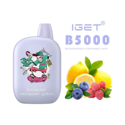 IGET B5000 Blueberry Raspberry Lemon, 5,000 puff disposable vape, 50mg nicotine, Australia