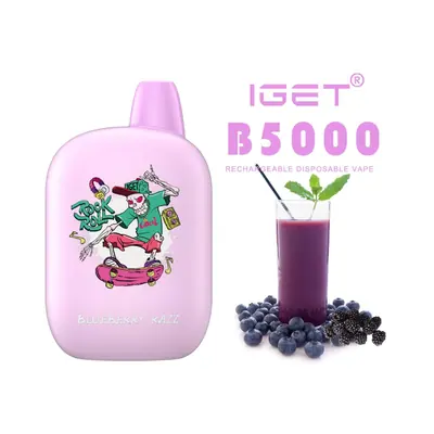 IGET B5000 Blueberry Razz, 5,000 puff disposable vape, 50mg nicotine, Australia