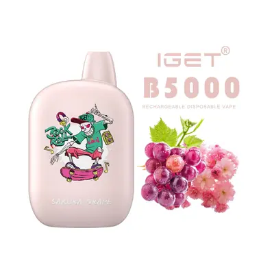 IGET B5000 Sakura Grape, 5,000 puff disposable vape, 50mg nicotine, Australia