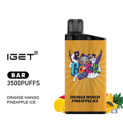 IGET Bar Orange Mango Pineapple Ice, 3,500 puff disposable vape, 50mg nicotine, Australia