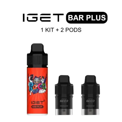IGET Bar Plus Kit and 2 Pods Bundle, 6,000 puff multipack, 50mg nicotine, Australia
