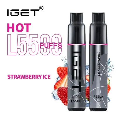 IGET Hot Strawberry Ice, 5,500 puff disposable vape, 50mg nicotine, Australia