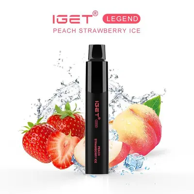 IGET Legend Peach Strawberry Ice, 4,000 puff disposable vape, 50mg nicotine, Australia