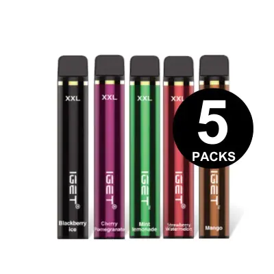 IGET XXL Bundle 5 Pack, 1,800 puff multipack, 50mg nicotine, Australia
