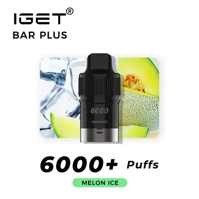 Bar Plus Pod Melon Ice, 6,000 puff disposable vape, 50mg nicotine, Australia