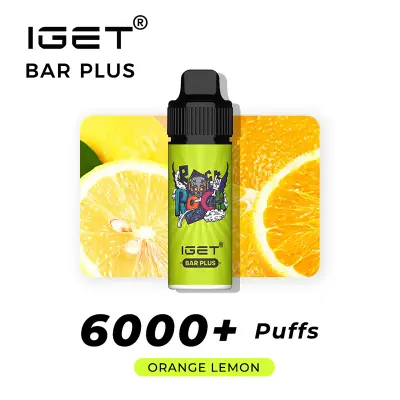 IGET Bar Plus Orange Lemon, 6,000 puff disposable vape, 50mg nicotine, Australia