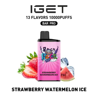 IGET Bar Pro Strawberry Watermelon Ice, 10,000 puff disposable vape, 50mg nicotine, Australia